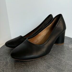 Madewell Reid Pumps Block Heels Leather Black 6